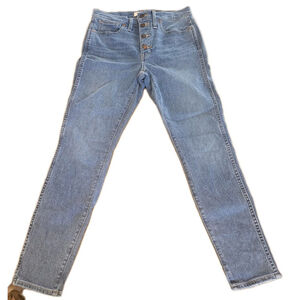 Madewell High Rise Skinny Size 27 4 Button Closer Light Wash Stretch Denim